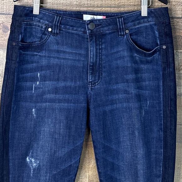 Cabi 3750 Tuxedo High Rise Straight Leg Blue Jeans Size 12 - Picture 2 of 10